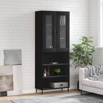 Stylish Black Highboard - 69.5x34x180 cm Engineered Wood