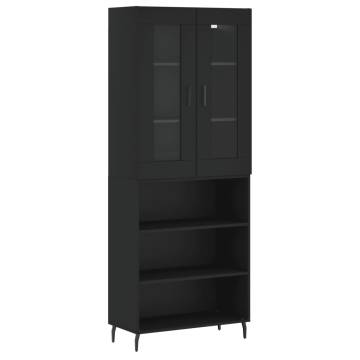 Stylish Black Highboard - 69.5x34x180 cm Engineered Wood