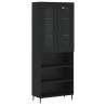 Stylish Black Highboard - 69.5x34x180 cm Engineered Wood