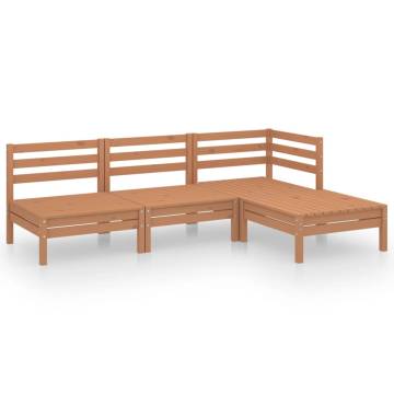 4 Piece Garden Lounge Set - Solid Pinewood Honey Brown