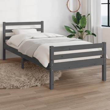 Grey Solid Wood Bed Frame 100x200 cm | Stylish & Sturdy