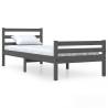 Grey Solid Wood Bed Frame 100x200 cm | Stylish & Sturdy