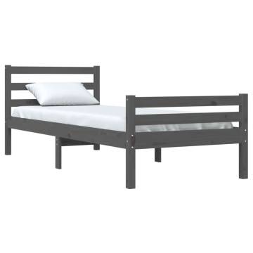 Grey Solid Wood Bed Frame 100x200 cm | Stylish & Sturdy