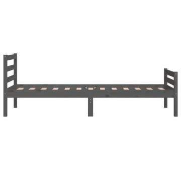 Grey Solid Wood Bed Frame 100x200 cm | Stylish & Sturdy