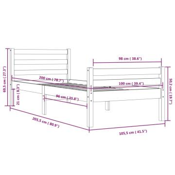 Grey Solid Wood Bed Frame 100x200 cm | Stylish & Sturdy