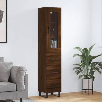 Elegant Highboard in Brown Oak - 34.5x34x180 cm | HipoMarket