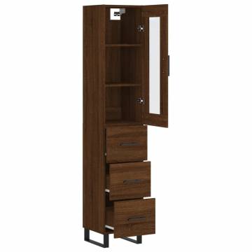 Elegant Highboard in Brown Oak - 34.5x34x180 cm | HipoMarket