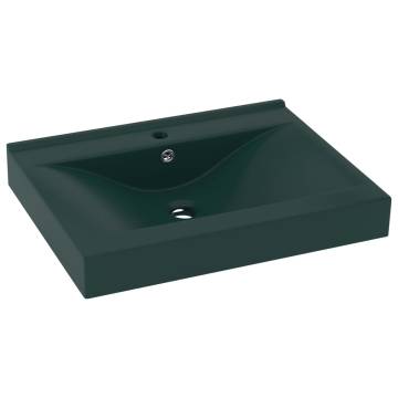 Luxury Dark Green Ceramic Basin with Faucet Hole - 60x46 cm