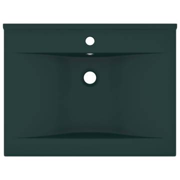 Luxury Dark Green Ceramic Basin with Faucet Hole - 60x46 cm