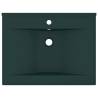 Luxury Dark Green Ceramic Basin with Faucet Hole - 60x46 cm