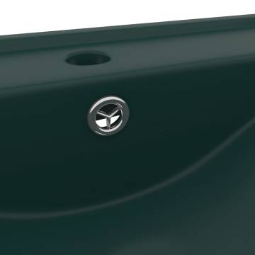 Luxury Dark Green Ceramic Basin with Faucet Hole - 60x46 cm