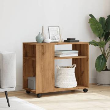 Side Table with Wheels Artisan Oak - Practical & Stylish