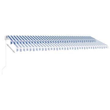 Freestanding Manual Retractable Awning 500x300 cm - Blue/White