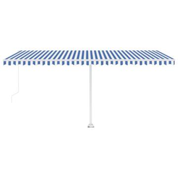 Freestanding Manual Retractable Awning 500x300 cm - Blue/White