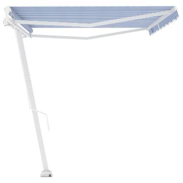 Freestanding Manual Retractable Awning 500x300 cm - Blue/White