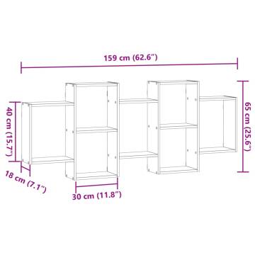 Black Wall Shelf 159x18x65 cm - Durable Engineered Wood