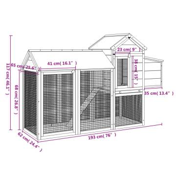 Chicken Coop Grey - Solid Pine Wood 193x65x117 cm