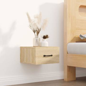 Stylish Wall-Mounted Bedside Cabinet - Sonoma Oak