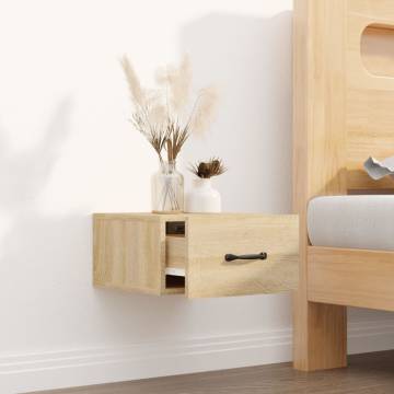 Stylish Wall-Mounted Bedside Cabinet - Sonoma Oak