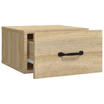 Stylish Wall-Mounted Bedside Cabinet - Sonoma Oak