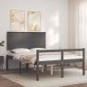 Grey Bed Frame with Headboard - Solid Wood 120x200 cm