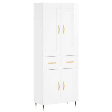 Stylish Highboard High Gloss White - Ample Storage & Elegance