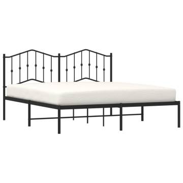 Metal Bed Frame with Headboard Black - Robust Design | Hipo Market