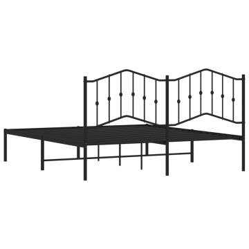 Metal Bed Frame with Headboard Black - Robust Design | Hipo Market