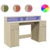 Desk with LED Lights - Sonoma Oak 140x55 cm | HipoMarket UK