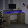 Desk with LED Lights - Sonoma Oak 140x55 cm | HipoMarket UK