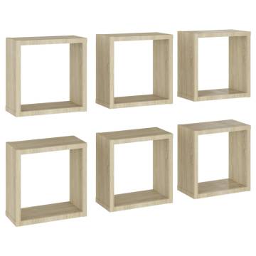 Wall Cube Shelves Set - 6 pcs Sonoma Oak | Stylish Storage