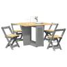  5 Piece Butterfly Dining Set Corona Foldable Grey Pinewood Colour grey Number of 1 