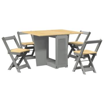 5 Piece Butterfly Dining Set - Corona Grey Pinewood