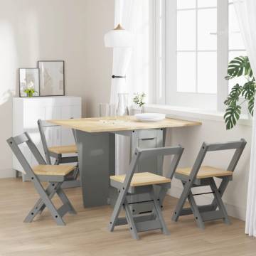 5 Piece Butterfly Dining Set - Corona Grey Pinewood