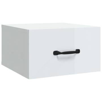 Wall-mounted Bedside Cabinet - High Gloss White - 35x35 cm