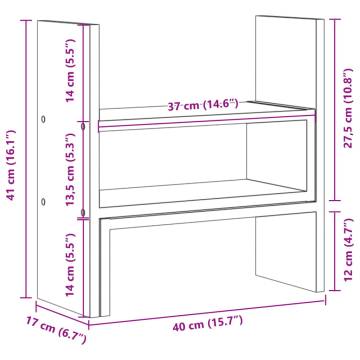 Adjustable Brown Oak Desk Organiser | 40x17x41 cm