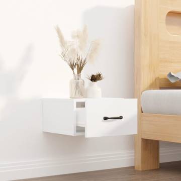 Wall-mounted Bedside Cabinet - High Gloss White - 35x35 cm