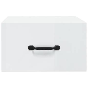 Wall-mounted Bedside Cabinet - High Gloss White - 35x35 cm