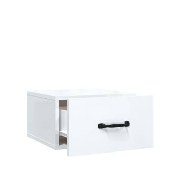 Wall-mounted Bedside Cabinet - High Gloss White - 35x35 cm