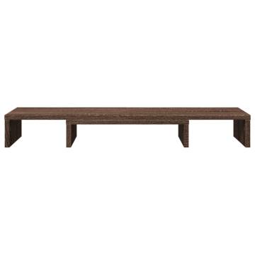 Adjustable Brown Oak Monitor Stand Riser - 80x24x10.5 cm