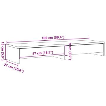 Monitor Stand with Drawers - Grey Sonoma | HipoMarket