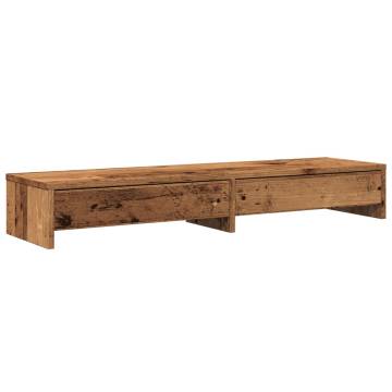 Monitor Stand with Drawers - Old Wood 100x27cm | HipoMarket