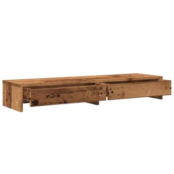 Monitor Stand with Drawers - Old Wood 100x27cm | HipoMarket