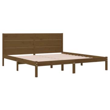 Honey Brown Solid Wood Pine Bed Frame 200x200 cm | HipoMarket