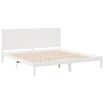 Extra Long Bed Frame White 180x220 cm | Solid Wood Design