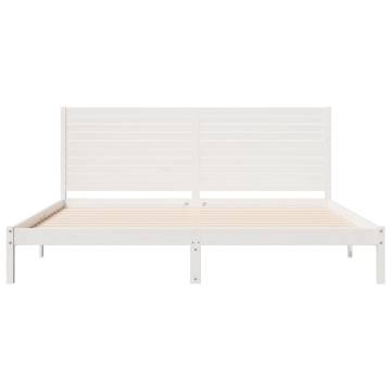 Extra Long Bed Frame White 180x220 cm | Solid Wood Design