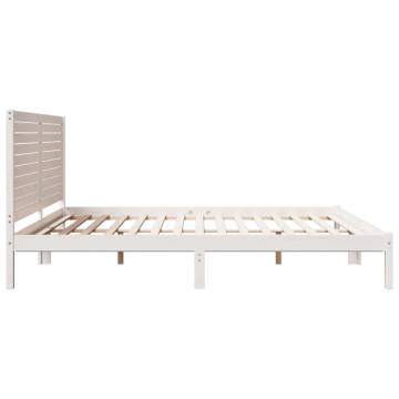 Extra Long Bed Frame White 180x220 cm | Solid Wood Design