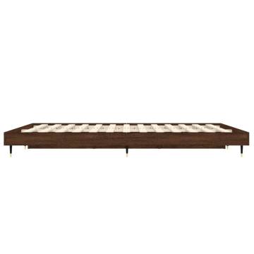 Brown Oak Bed Frame 140x190 cm - Durable Engineered Wood