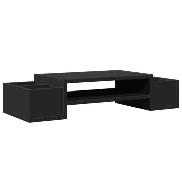 Monitor Stand with Storage - Black Engineered Wood | HipoMarket