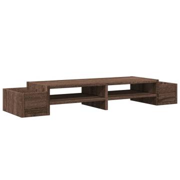 Monitor Stand with Storage - Brown Oak | Hipomarket